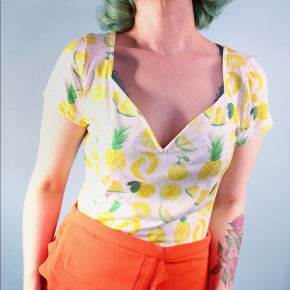 Lindy Bop Tops - Vintage Style Fruit Cocktail Bodysuit Lindy Bop Tops - Vintage Style Fruit Cocktail Bodysuit